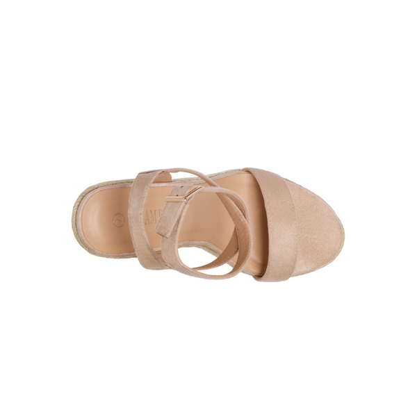 Open Toe Espadrille Platform Wedge Sandals - NUDE SUEDE - 3